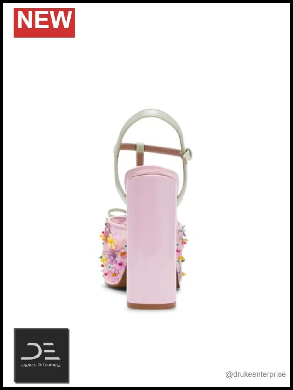 Floral Platform Sandals with Ankle Strap, 5